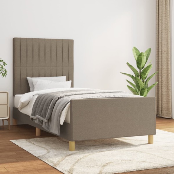 Estructura de cama con cabecero de tela gris taupe 80x200 cm