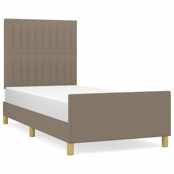 Estructura de cama con cabecero de tela gris taupe 80x200 cm