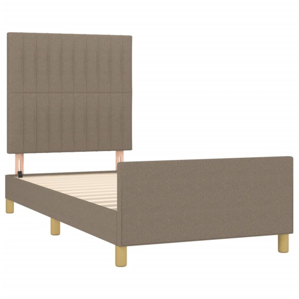 Estructura de cama con cabecero de tela gris taupe 80x200 cm