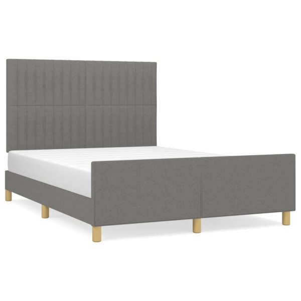 Estructura de cama con cabecero de tela gris oscuro 140x190 cm