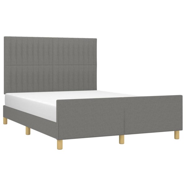 Estructura de cama con cabecero de tela gris oscuro 140x190 cm