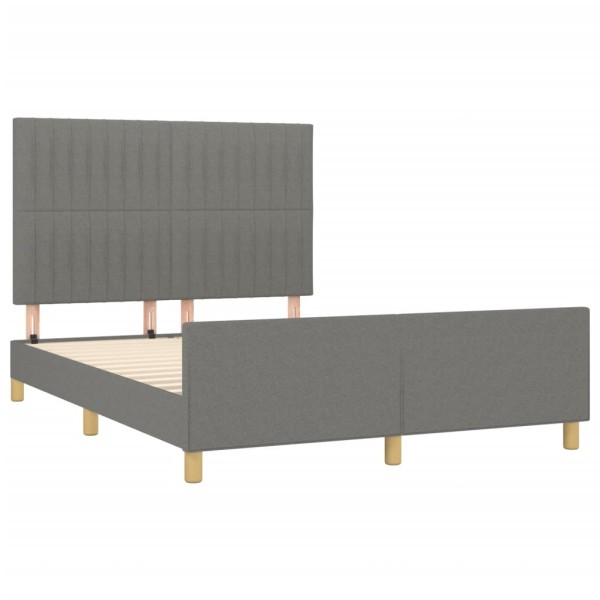 Estructura de cama con cabecero de tela gris oscuro 140x190 cm