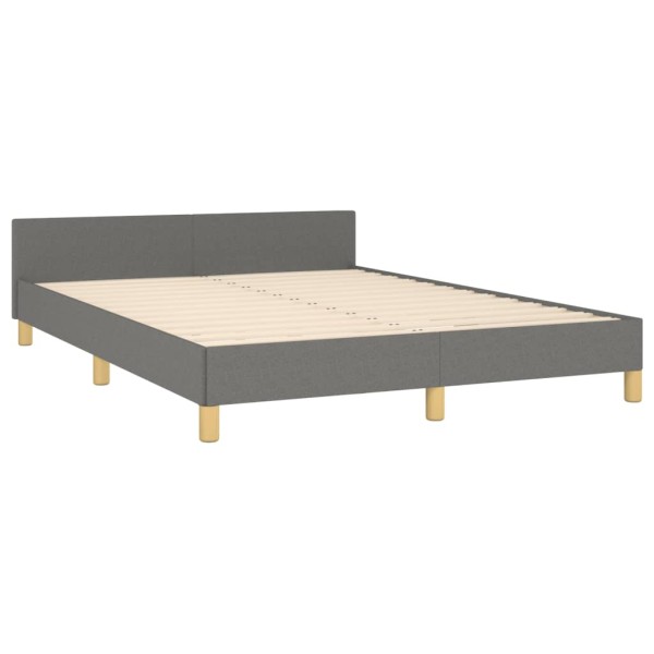 Estructura de cama con cabecero de tela gris oscuro 140x190 cm