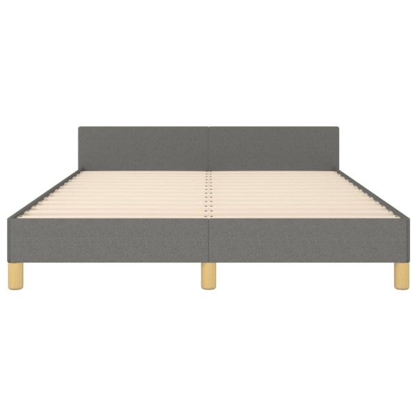 Estructura de cama con cabecero de tela gris oscuro 140x190 cm