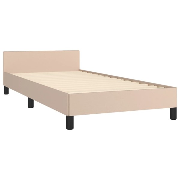 Estructura de cama cabecero cuero sintético capuchino 90x190 cm