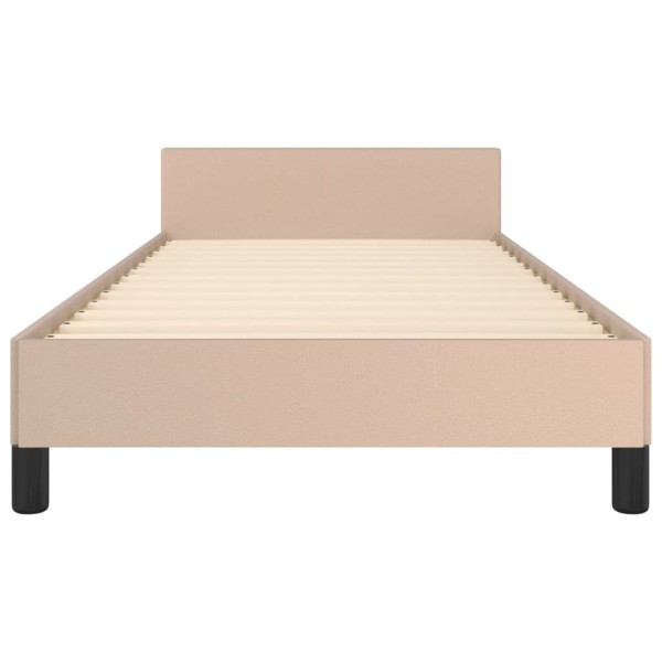 Estructura de cama cabecero cuero sintético capuchino 90x190 cm