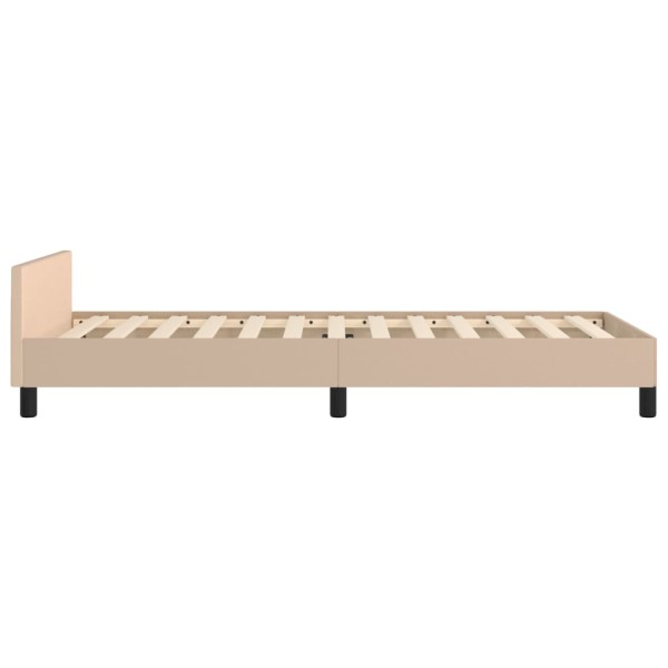 Estructura de cama cabecero cuero sintético capuchino 90x190 cm