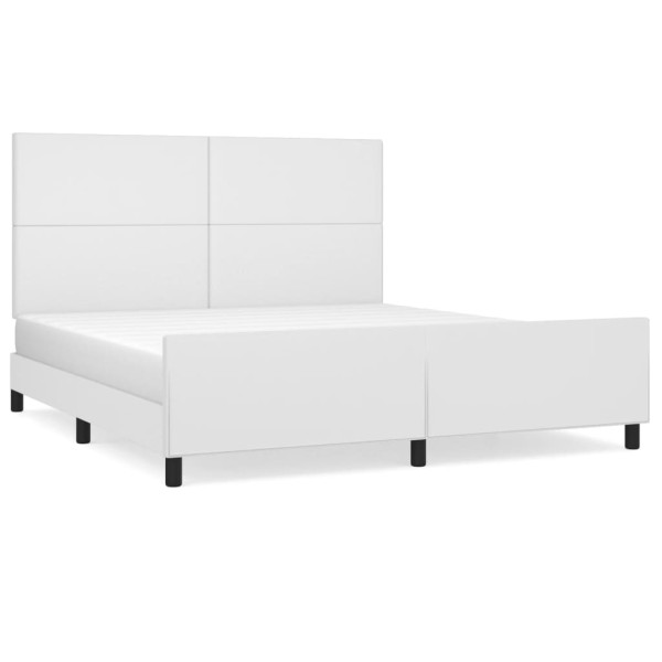 Estructura de cama cabecero cuero sintético blanco 180x200 cm