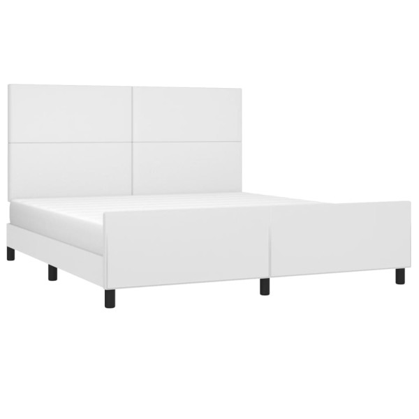 Estructura de cama cabecero cuero sintético blanco 180x200 cm