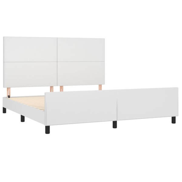 Estructura de cama cabecero cuero sintético blanco 180x200 cm