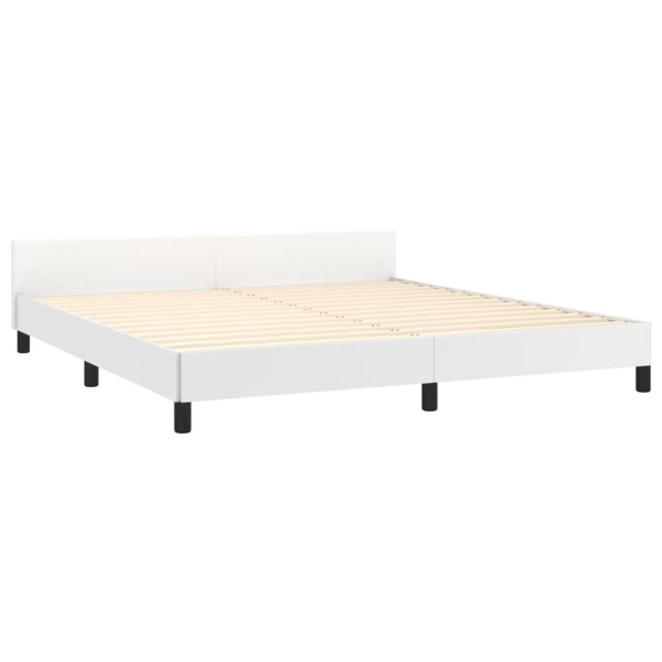 Estructura de cama cabecero cuero sintético blanco 180x200 cm