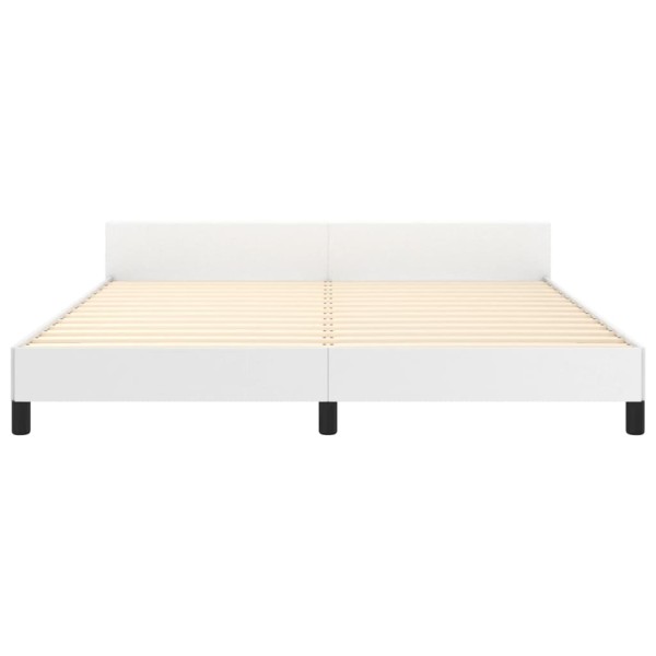 Estructura de cama cabecero cuero sintético blanco 180x200 cm