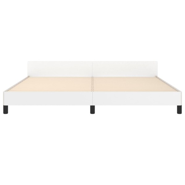 Estructura de cama cabecero cuero sintético blanco 200x200 cm