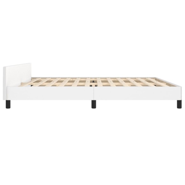 Estructura de cama cabecero cuero sintético blanco 200x200 cm