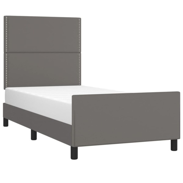 Estructura de cama con cabecero cuero sintético gris 100x200 cm