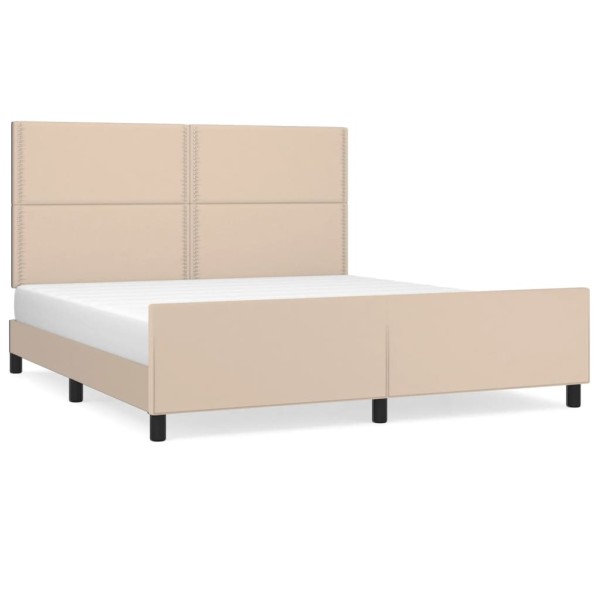 Estructura de cama cabecero cuero sintético capuchino 160x200cm