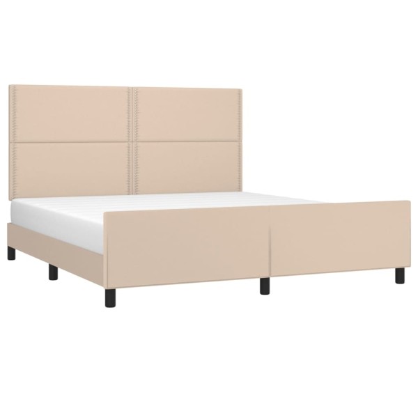 Estructura de cama cabecero cuero sintético capuchino 160x200cm