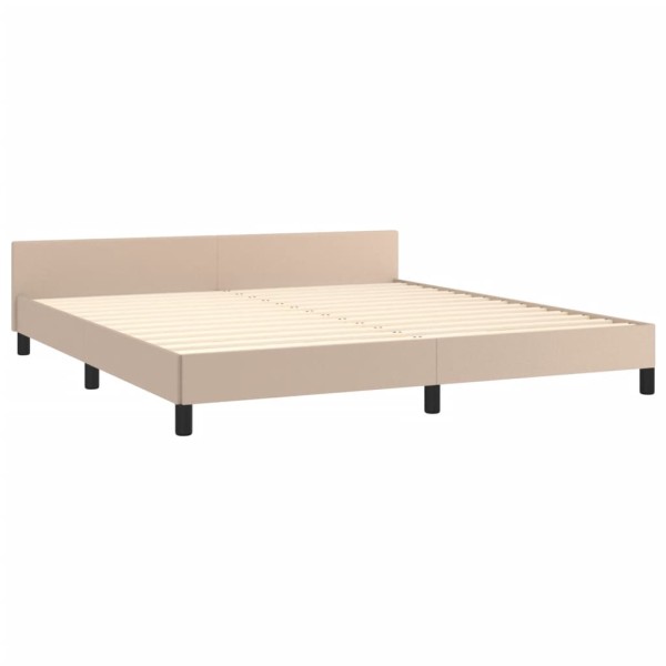 Estructura de cama cabecero cuero sintético capuchino 160x200cm