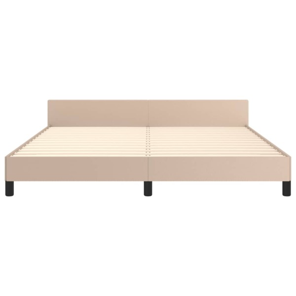 Estructura de cama cabecero cuero sintético capuchino 160x200cm