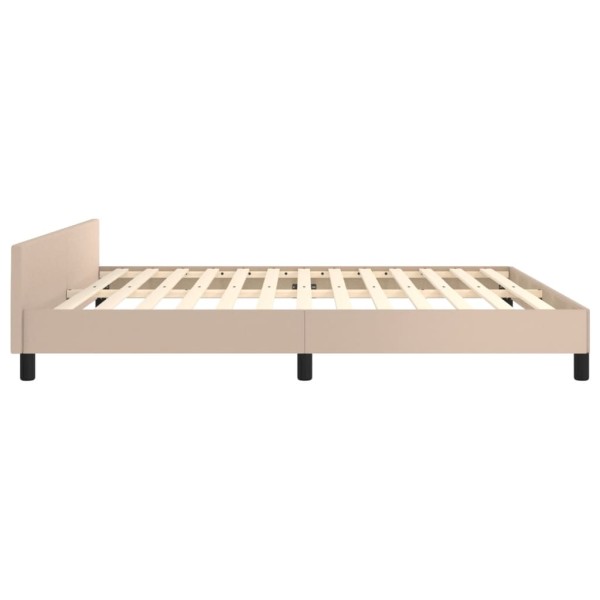 Estructura de cama cabecero cuero sintético capuchino 160x200cm