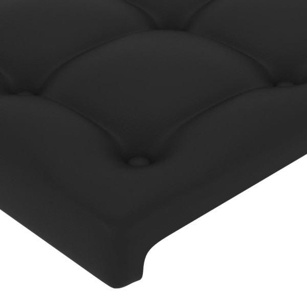 Estructura de cama con cabecero cuero sintético negro 90x200 cm