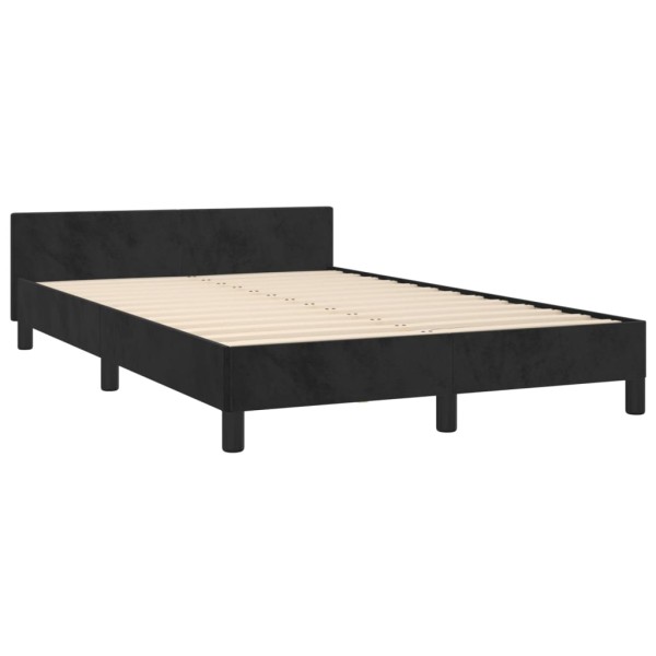 Estructura de cama con cabecero de terciopelo negro 120x200 cm