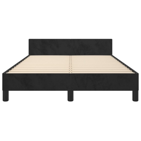 Estructura de cama con cabecero de terciopelo negro 120x200 cm