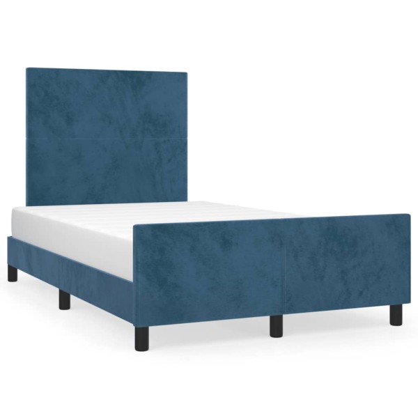 Estructura cama con cabecero terciopelo azul oscuro 120x200cm