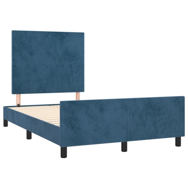 Estructura cama con cabecero terciopelo azul oscuro 120x200cm