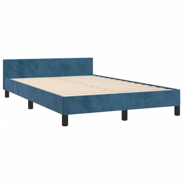 Estructura cama con cabecero terciopelo azul oscuro 120x200cm