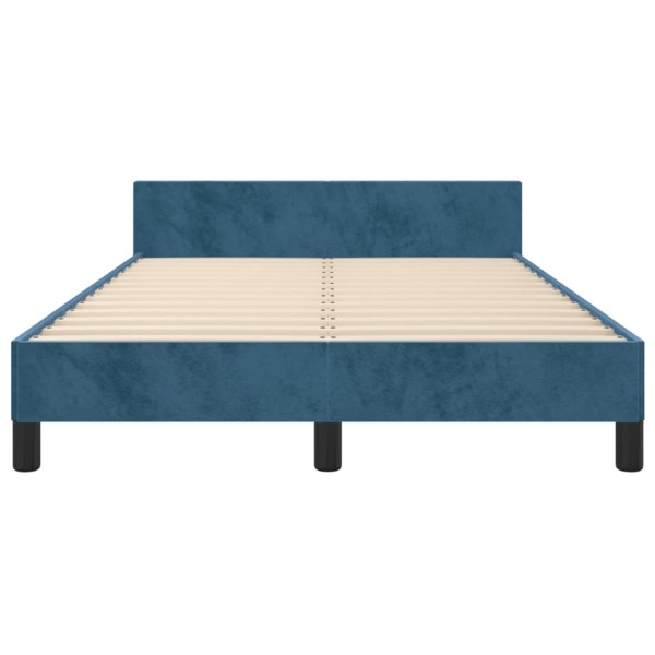 Estructura cama con cabecero terciopelo azul oscuro 120x200cm