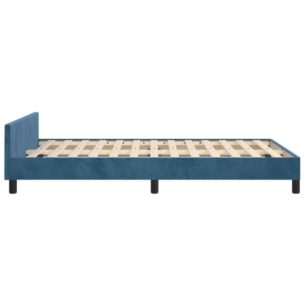 Estructura cama con cabecero terciopelo azul oscuro 120x200cm