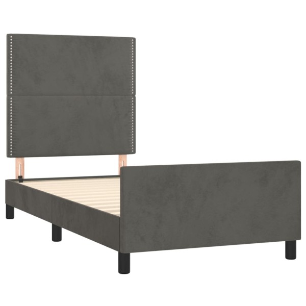 Estructura de cama con cabecero terciopelo gris oscuro 90x200cm