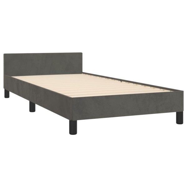 Estructura de cama con cabecero terciopelo gris oscuro 90x200cm