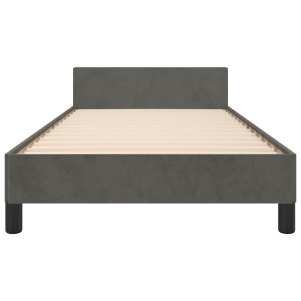 Estructura de cama con cabecero terciopelo gris oscuro 90x200cm