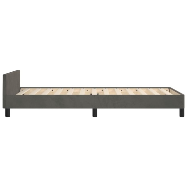 Estructura de cama con cabecero terciopelo gris oscuro 90x200cm