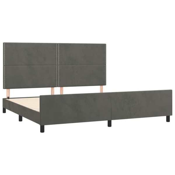 Estructura cama con cabecero terciopelo gris oscuro 200x200 cm