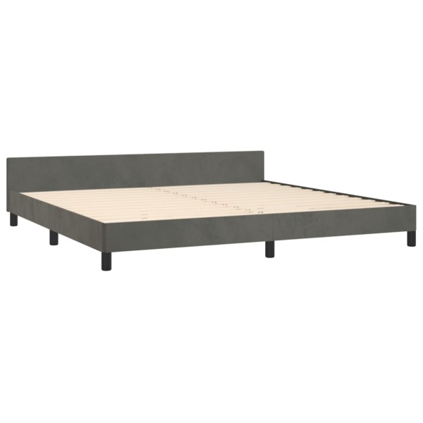 Estructura cama con cabecero terciopelo gris oscuro 200x200 cm