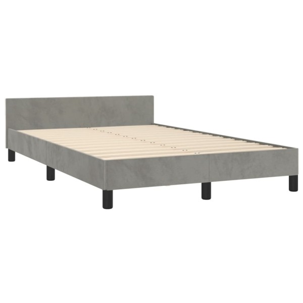 Estructura de cama con cabecero terciopelo gris claro 120x200cm