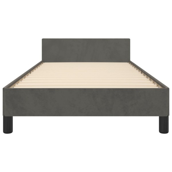 Estructura de cama con cabecero terciopelo gris oscuro 90x190cm