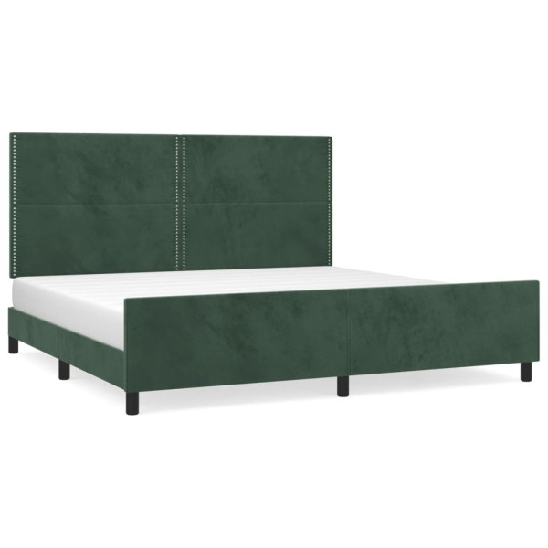 Estructura cama con cabecero terciopelo verde oscuro 200x200 cm