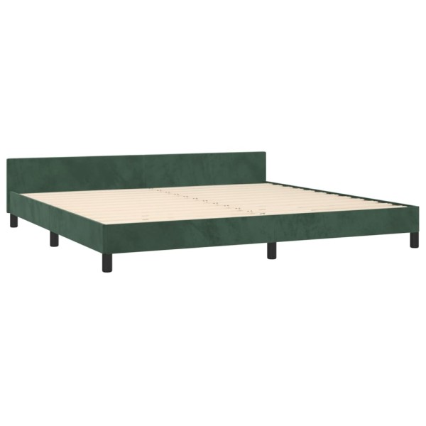 Estructura cama con cabecero terciopelo verde oscuro 200x200 cm