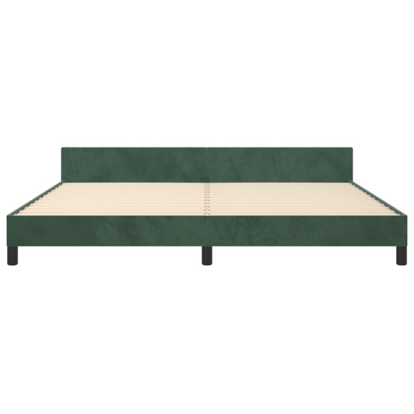 Estructura cama con cabecero terciopelo verde oscuro 200x200 cm