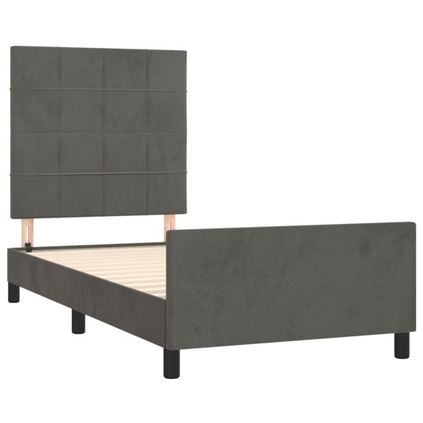 Estructura de cama con cabecero terciopelo gris oscuro 80x200cm