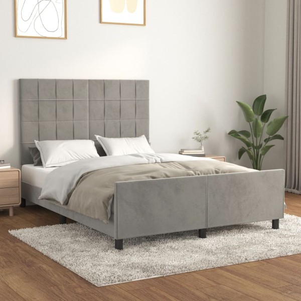 Estructura de cama con cabecero terciopelo gris claro 140x190cm