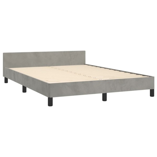 Estructura de cama con cabecero terciopelo gris claro 140x190cm