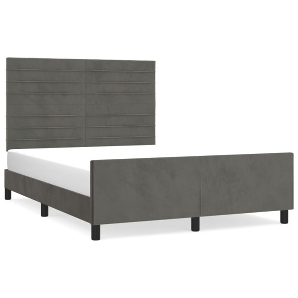 Estructura cama con cabecero terciopelo gris oscuro 140x190 cm