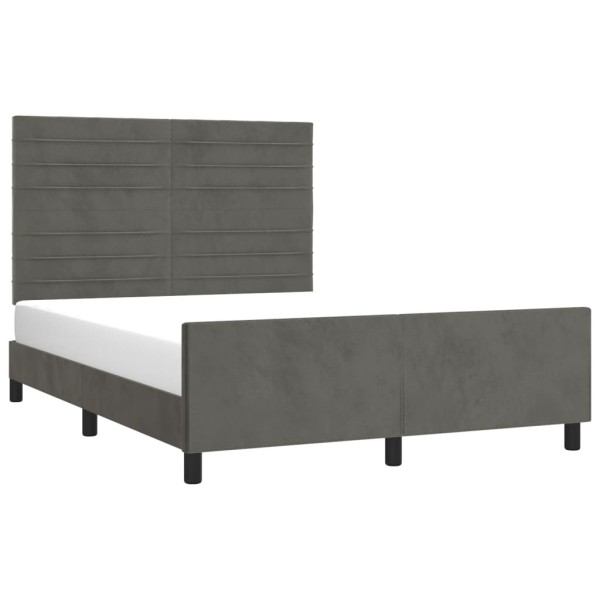 Estructura cama con cabecero terciopelo gris oscuro 140x190 cm