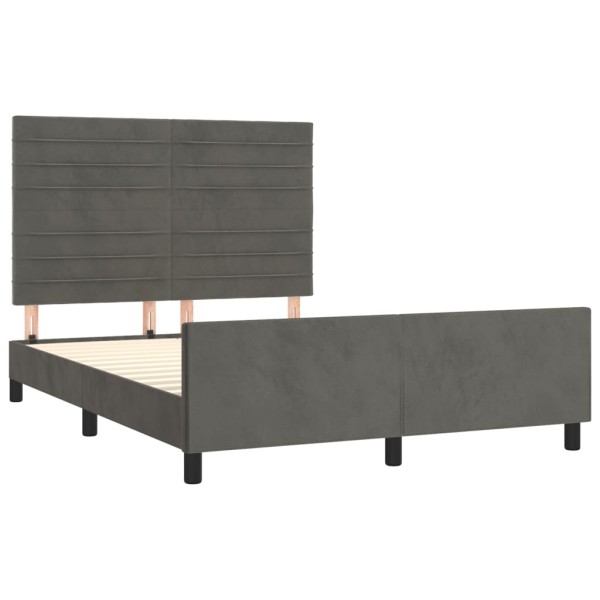 Estructura cama con cabecero terciopelo gris oscuro 140x190 cm