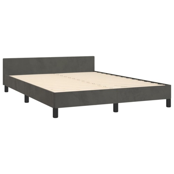 Estructura cama con cabecero terciopelo gris oscuro 140x190 cm